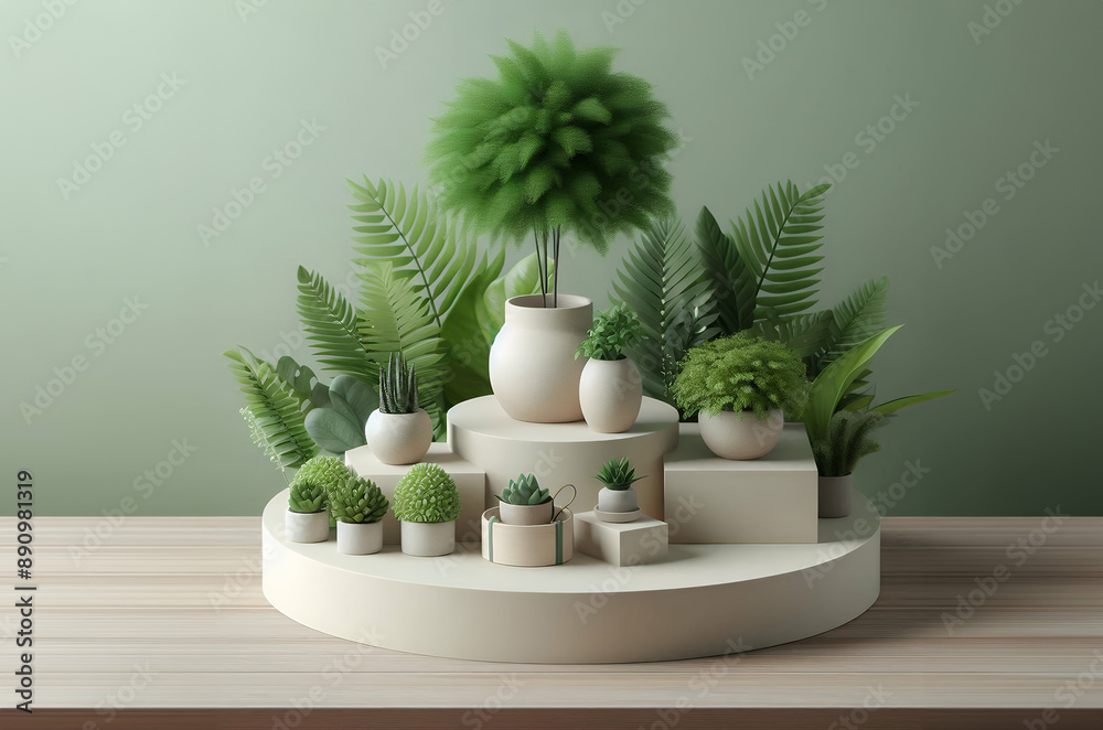 Fototapeta premium 3d background products display podium scene with geometric platform.