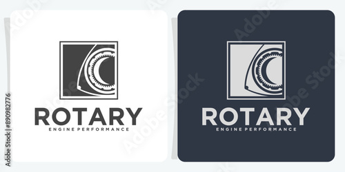 collection of rotary engine components. Car service, rotary engine repair icon