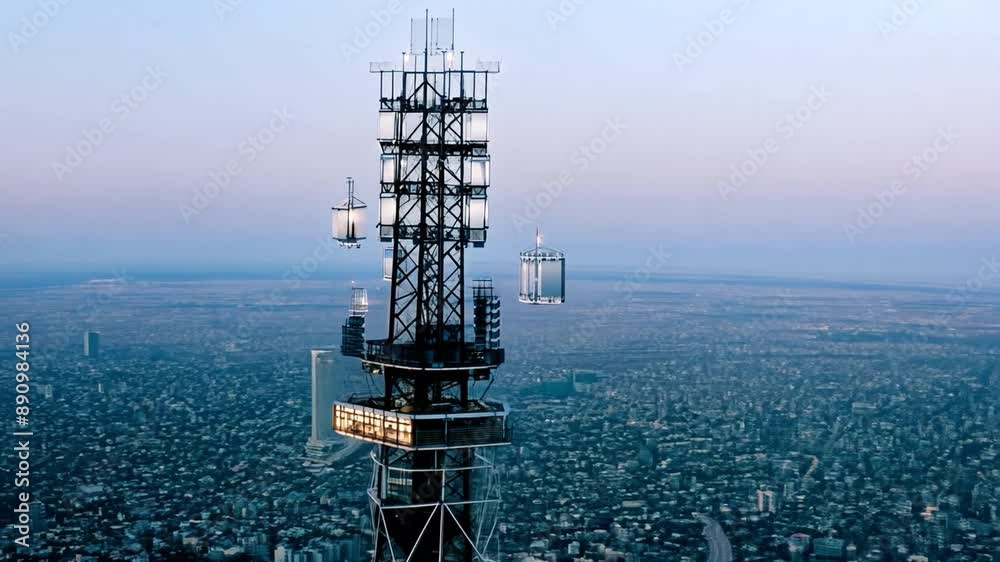 telecoms tower housing the city's cellular network antennas