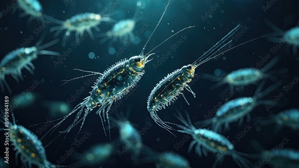 Obraz premium close-up of Zooplankton, cinematic, deep sea background, bokeh high detail