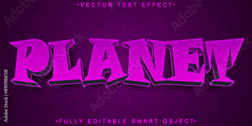 Cartoon Purple Planet Vector Fully Editable Smart Object Text Effect