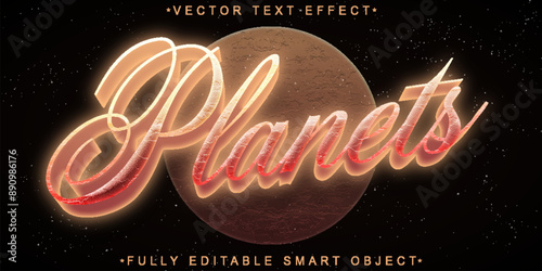 Cartoon Brown Planet Vector Fully Editable Smart Object Text Effect
