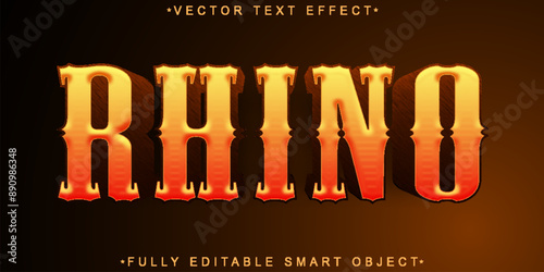 Orange Worn Wild Animal Rhino Vector Fully Editable Smart Object Text Effect