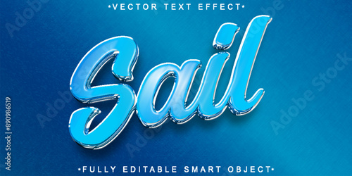 Blue Shiny Sailing Vector Fully Editable Smart Object Text Effect