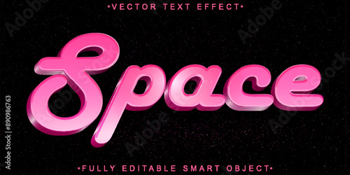 Pink Cartoon Space Vector Fully Editable Smart Object Text Effect