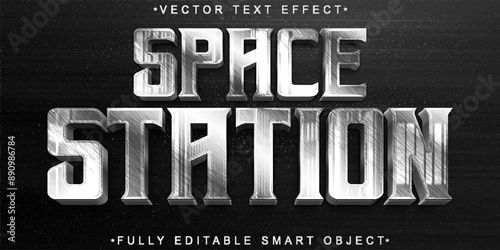 Silver Space Station Vector Fully Editable Smart Object Text Effect