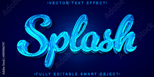 Blue Water Splash Vector Fully Editable Smart Object Text Effect