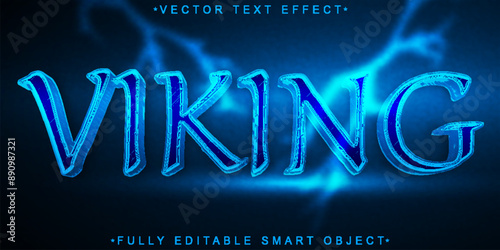 Blue Dangerous Viking Vector Fully Editable Smart Object Text Effect