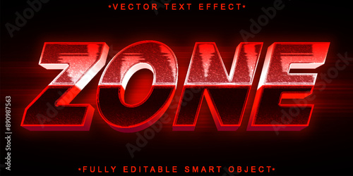 Red Zone Vector Fully Editable Smart Object Text Effect