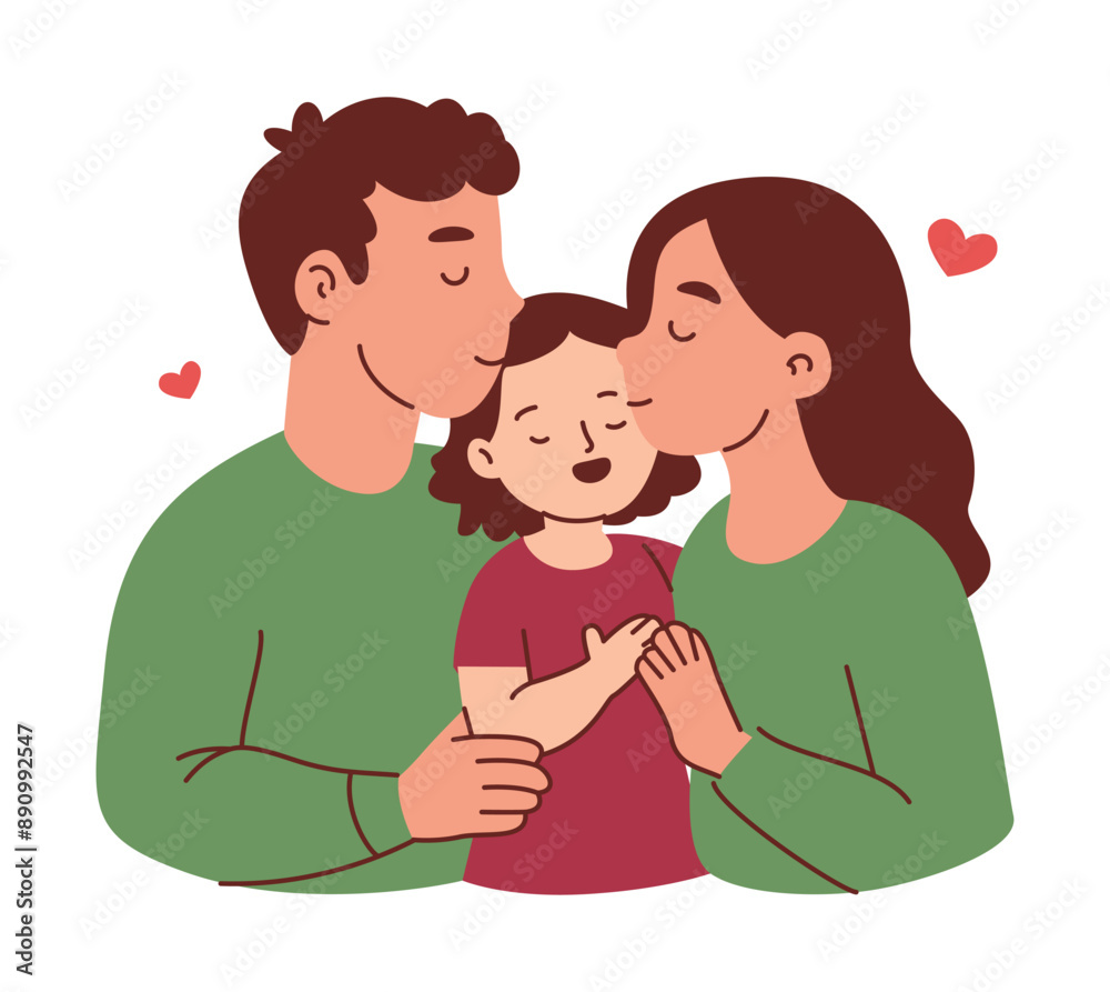 Family Hug Together. Mother, Father, and Daughter Hugging Together. Family Hug Together. Mother, Father, and Daughter Hugging Together.