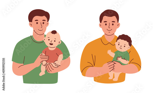 Father Carrying and Hugging His Baby. 