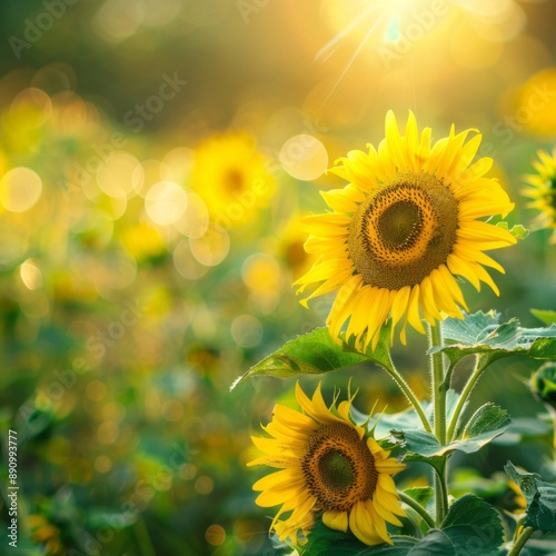 Sunlit Sunflower Field at Golden Hour