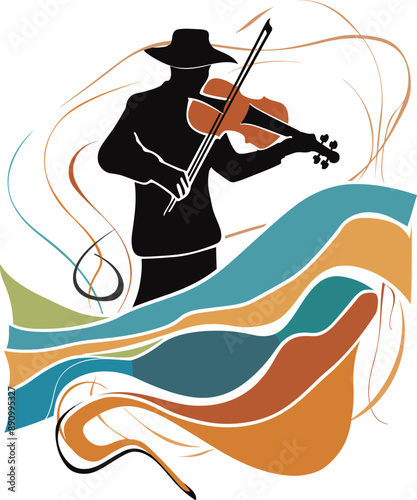 Abstract Violinist Illustration
