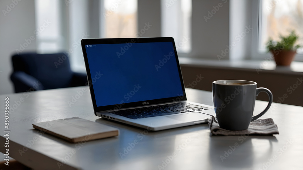 Laptop on table in living room, blue screen of death displayed Laptop on table in living room, blue screen of death displayed