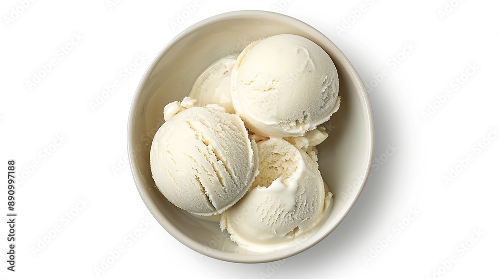 Vanilla Ice Cream Scoops in a Bowl