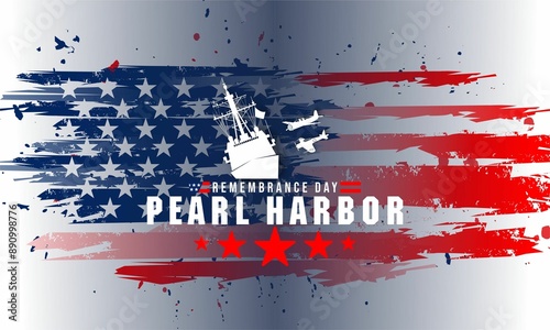  Pearl Harbor Remembrance Day. December 7. Holiday concept. Template for background, banner, card, poster  photo