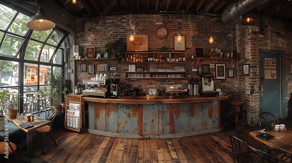A bright cafe with a comprehensive coffee menu and a deliciously served meal A bright cafe with a comprehensive coffee menu and a deliciously served meal
