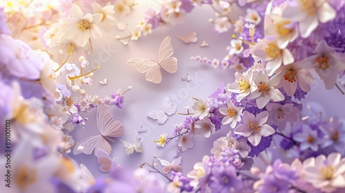 Whimsical paper garden, exquisite butterfly and floral sculptures. crafted with care, illustrating dreams and romance, perfect for banner displays with organic charm