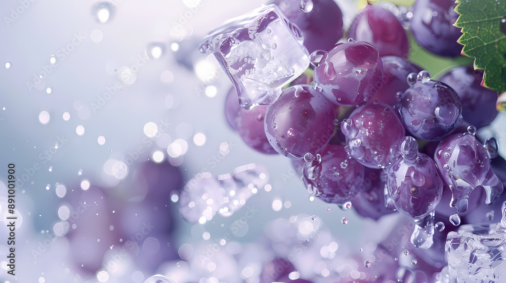 Purple grapes and ice cubes Purple grapes and ice cubes