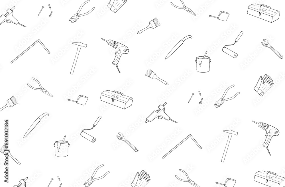 DIY道具の線画の背景 DIY道具の線画の背景