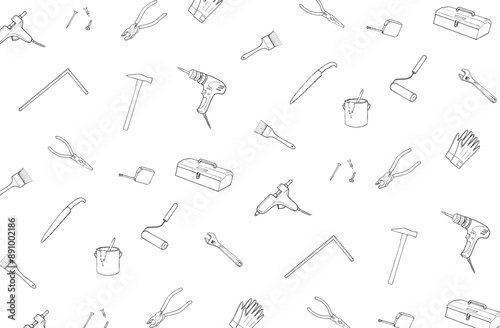 DIY道具の線画の背景