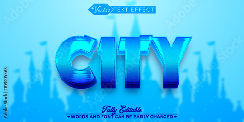 Blue City Vector Editable Text Effect Template
