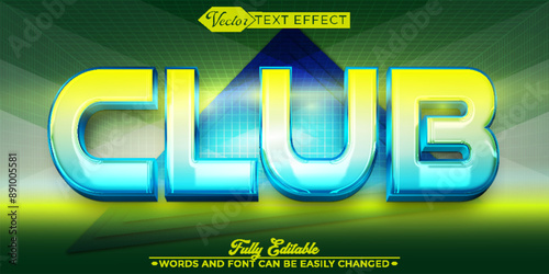 Shiny Colorful Retro Club Vector Editable Text Effect Template
