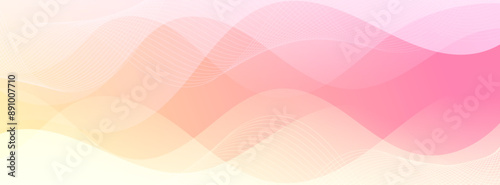 Minimalist banner background. Soft color . Pink and yellow gradation. Wavy style. Eps 10