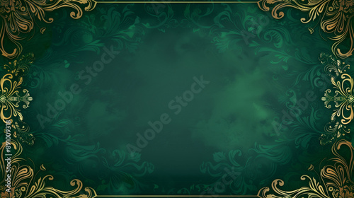 Ornate Green Background with Subtle Floral Patterns