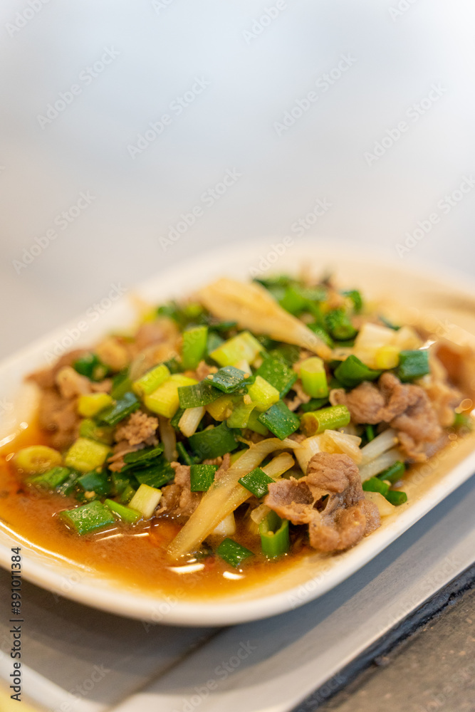 Enjoy delicious freshly prepared Teppanyaki pork slices Enjoy delicious freshly prepared Teppanyaki pork slices