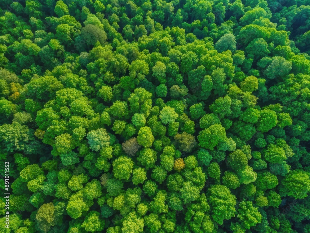 Vibrant green forest stretches towards the horizon in a breathtaking aerial top-down view with ample copy space, perfect for adding text or design elements naturally. Vibrant green forest stretches towards the horizon in a breathtaking aerial top-down view with ample copy space, perfect for adding text or design elements naturally.