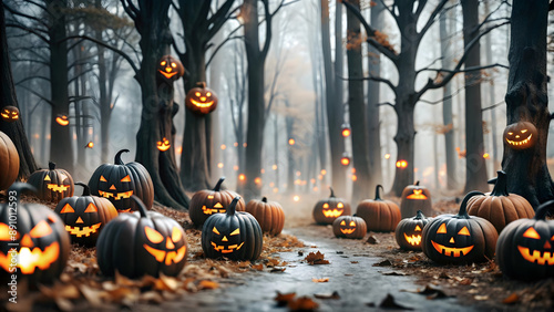 halloween background with pumpkins