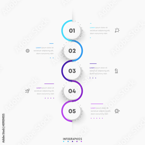 Vector Infographic label design template with icons and 5 options or steps. Can be used for process diagram, presentations, workflow layout, banner, flow chart, info graph.