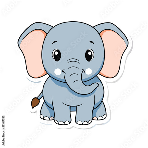 Cute Elephant Sticker.eps