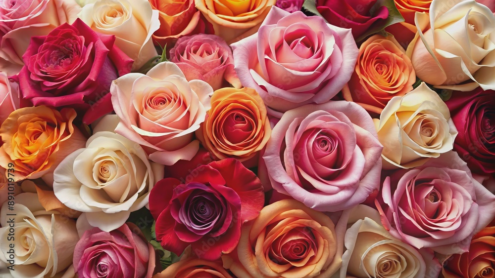 Delicate black outline isolates a stunning array of roses with soft petals in various shades of pink, peach, and red against a pure white background. Delicate black outline isolates a stunning array of roses with soft petals in various shades of pink, peach, and red against a pure white background.