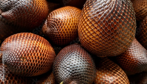 Many ripe snake fruit fill the background, sales, promotions, wallpaper. photo