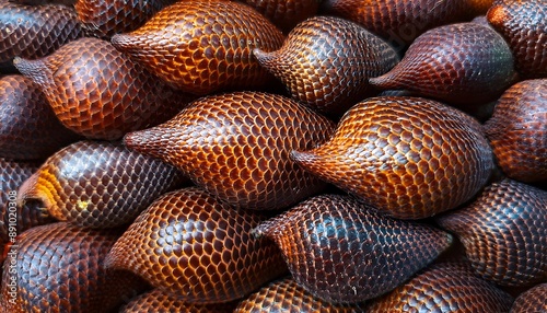 The background of snake fruit shows various ripe snake fruit filling the background, sales, promotions, wallpaper.