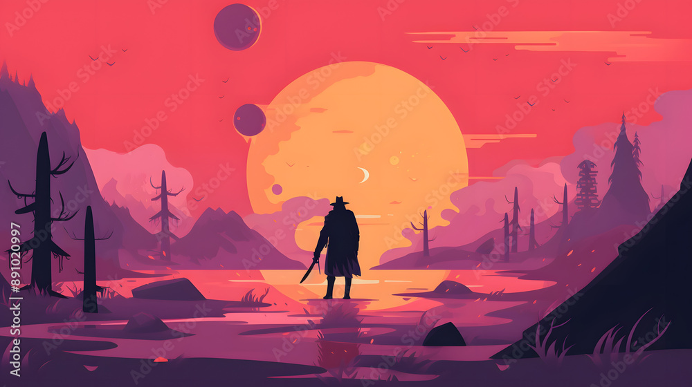 Naklejka premium Enemy Game illustration flat Vector
