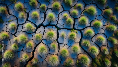 The land is dry and cracked due to the dry season, the land is rice fields, without water. Wallpaper. photo