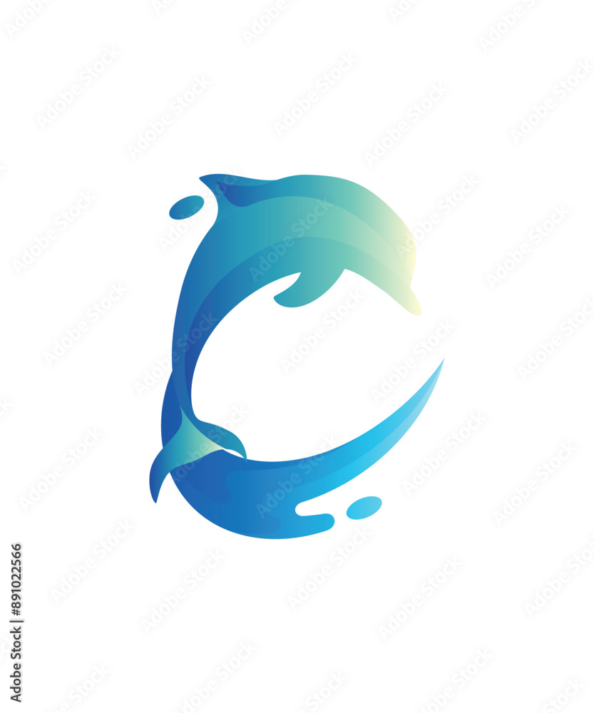 Gradient Dolphin icon logo design illustration Gradient Dolphin icon logo design illustration