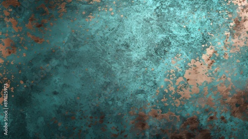 A 3D render of a copper surface with a patina texture and a polished finish photo