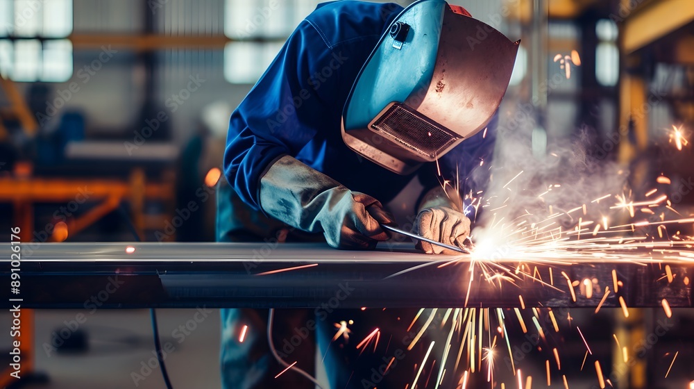 welder working in the factory welder working in the factory
