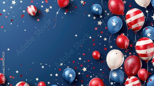 Festive Balloons and Confetti for Independence Day Celebration