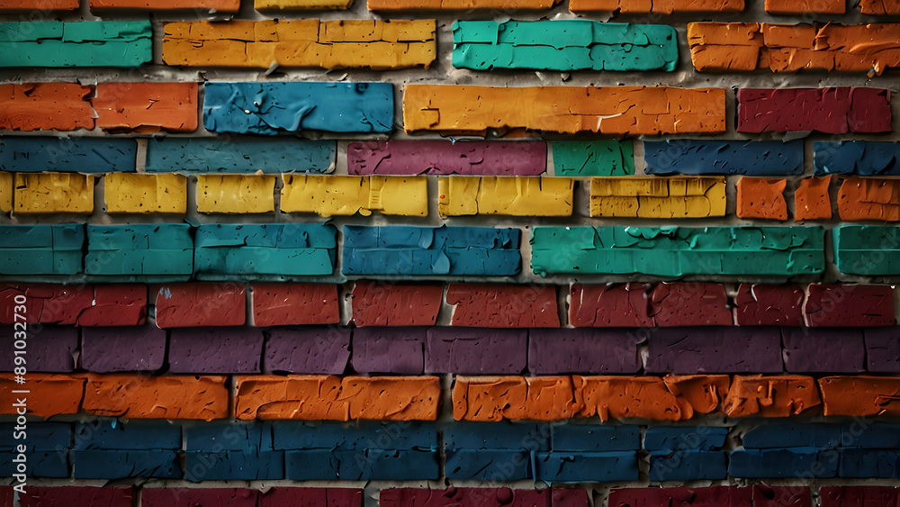 Fototapeta premium colorful brick wall background