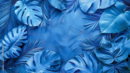 Blue Tropical Leaves Background