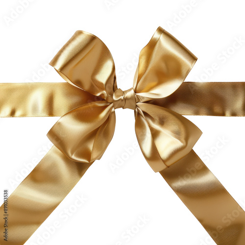 Golden Bow and Ribbon Isolated on Black Background