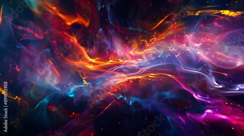 Abstract illustration image a flowing galaxy of colors and light. Generative AI