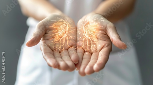 Person with peripheral neuropathy holding their hands