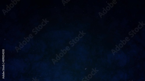 星がまたたき流れ星が流れる深い青色の夜空、視界が回転する