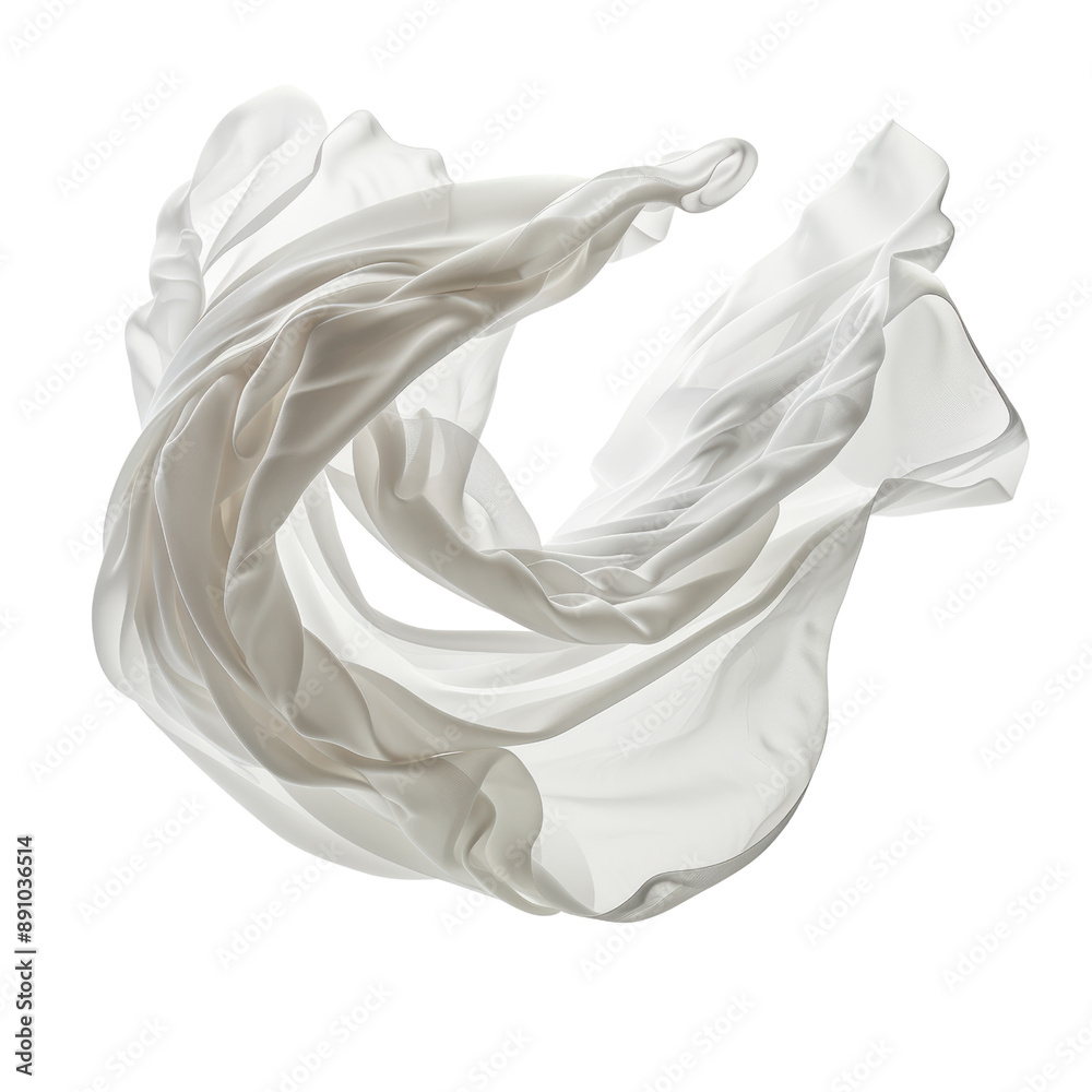 White Fabric Swirling in the Air